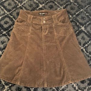 Nordstrom stretch flare skirt/ olive brown